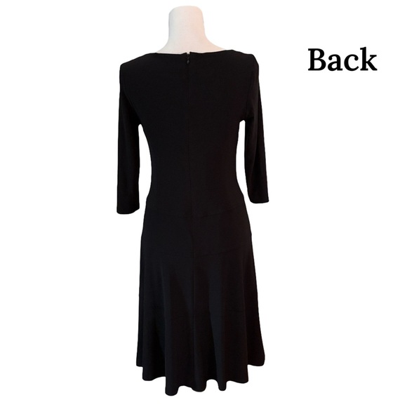 Anne Klein Black Stretch Fit & Flare 3/4 Sleeve Dress Size 2 - Picture 6 of 8